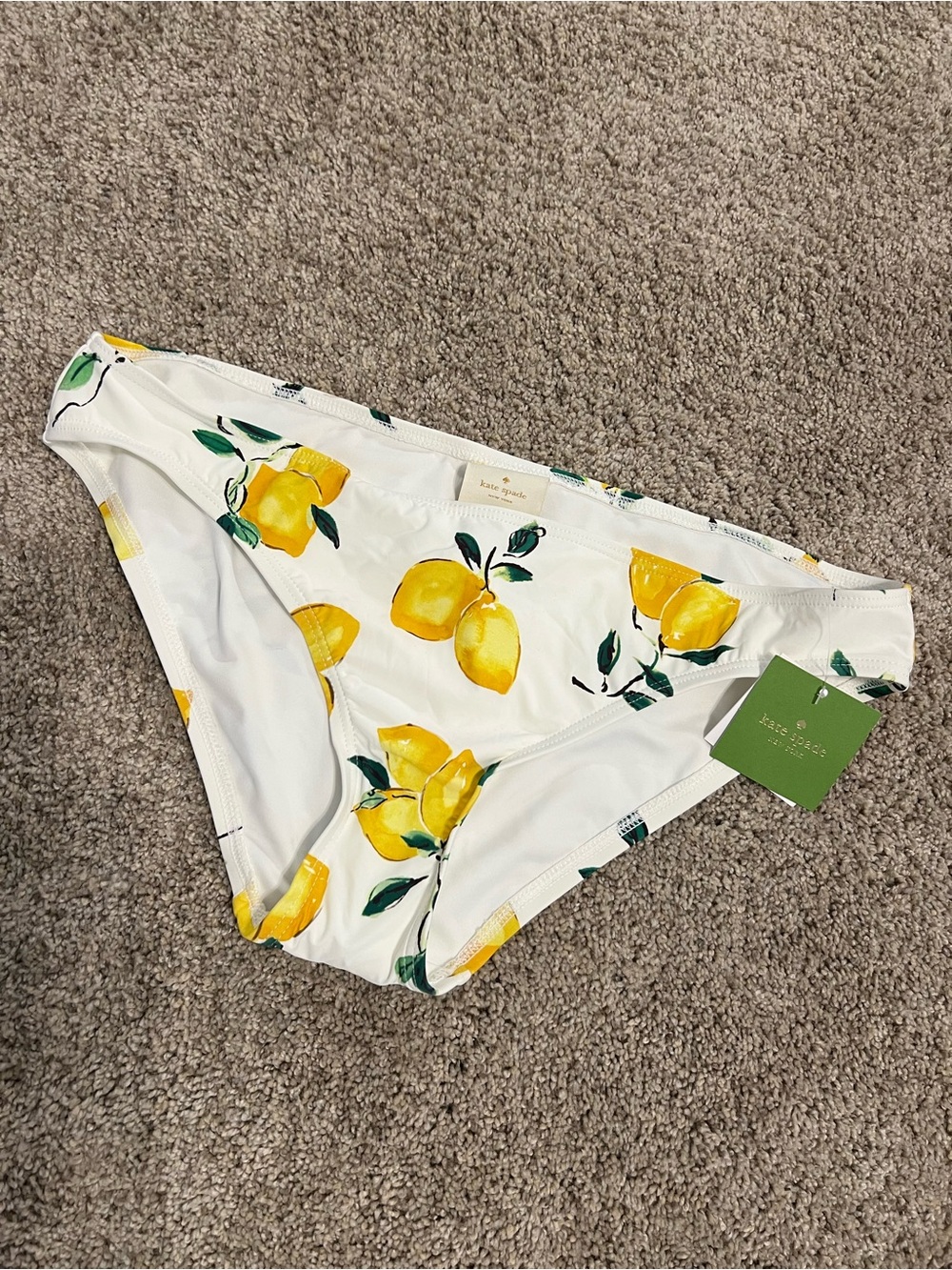 Kate Spade New York Lemon Print Bikini Bottoms - White & Yellow